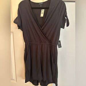 Dark Gray Express Short Sleeve Romper size large NWT